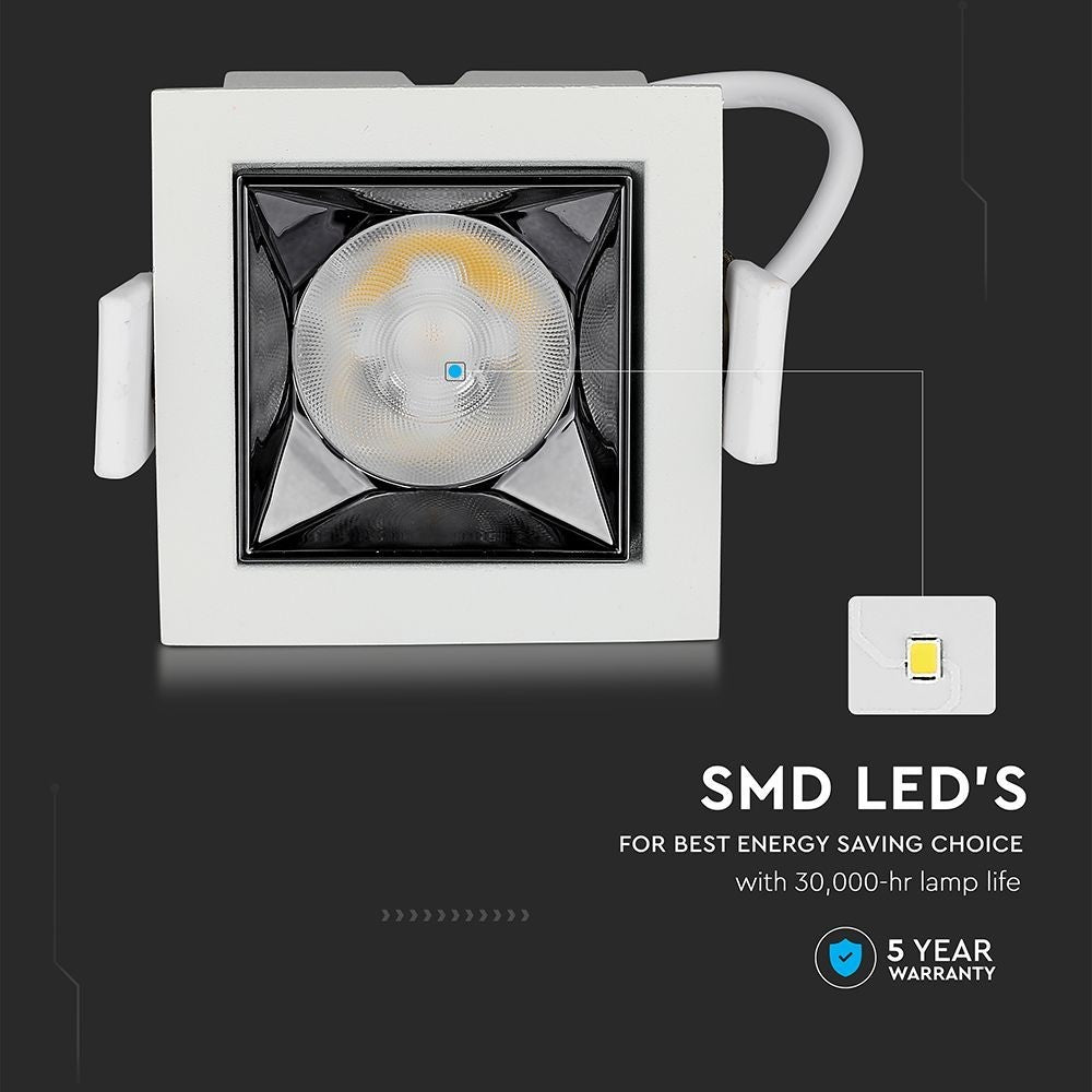 V-Tac 4W LED indbygningsdownlight - Hul: 4,5x4,5 cm, Mål: 5,5x5,5 cm, UGR19, RA90, Samsung LED chip, 230V, 320lm, 5 års producentgaranti