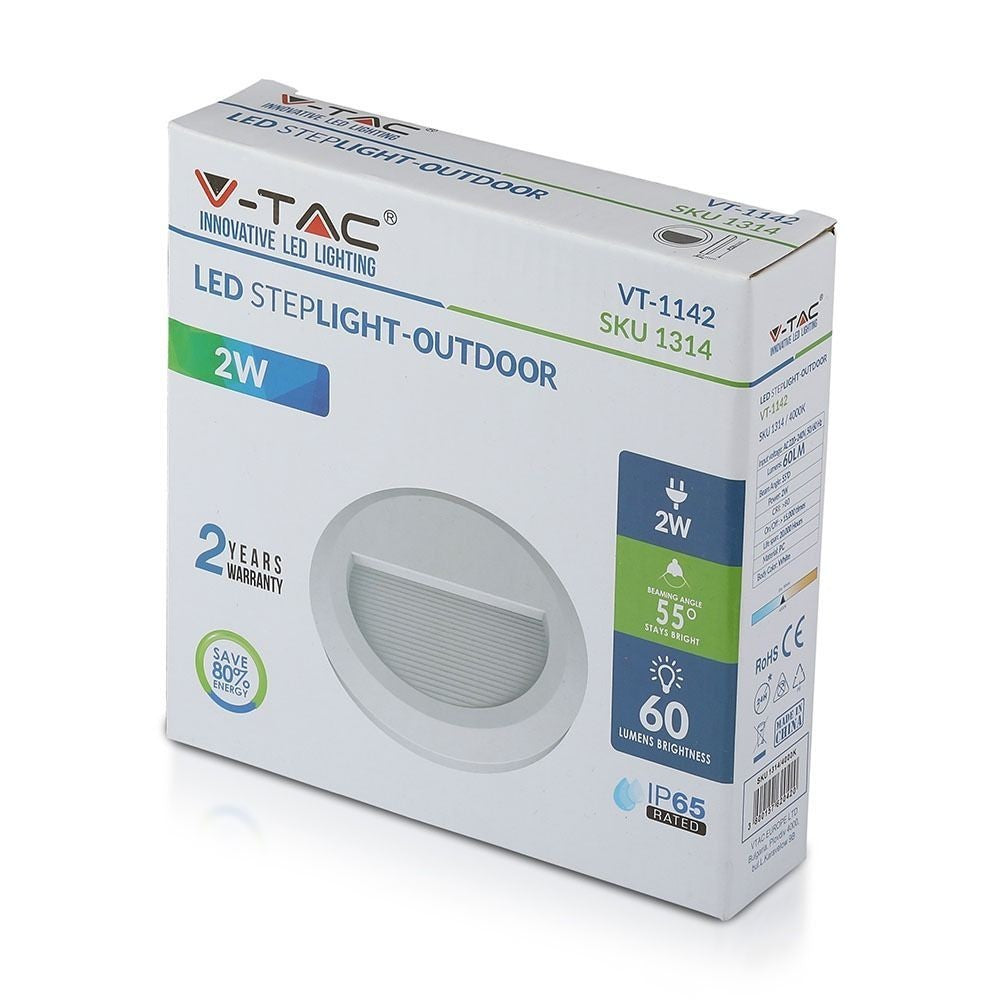 V-Tac 2W LED trappebelysning - IP65 udendørs, 230V