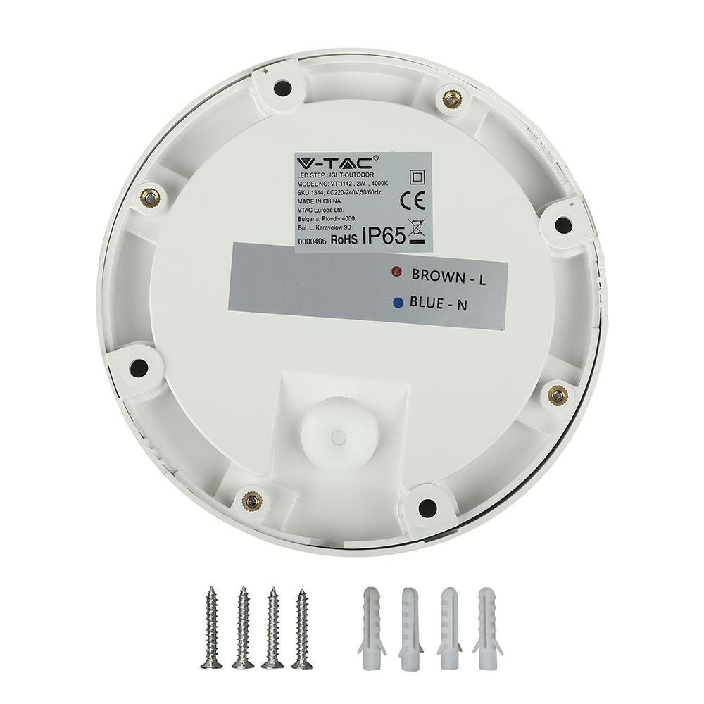 V-Tac 2W LED trappebelysning - IP65 udendørs, 230V