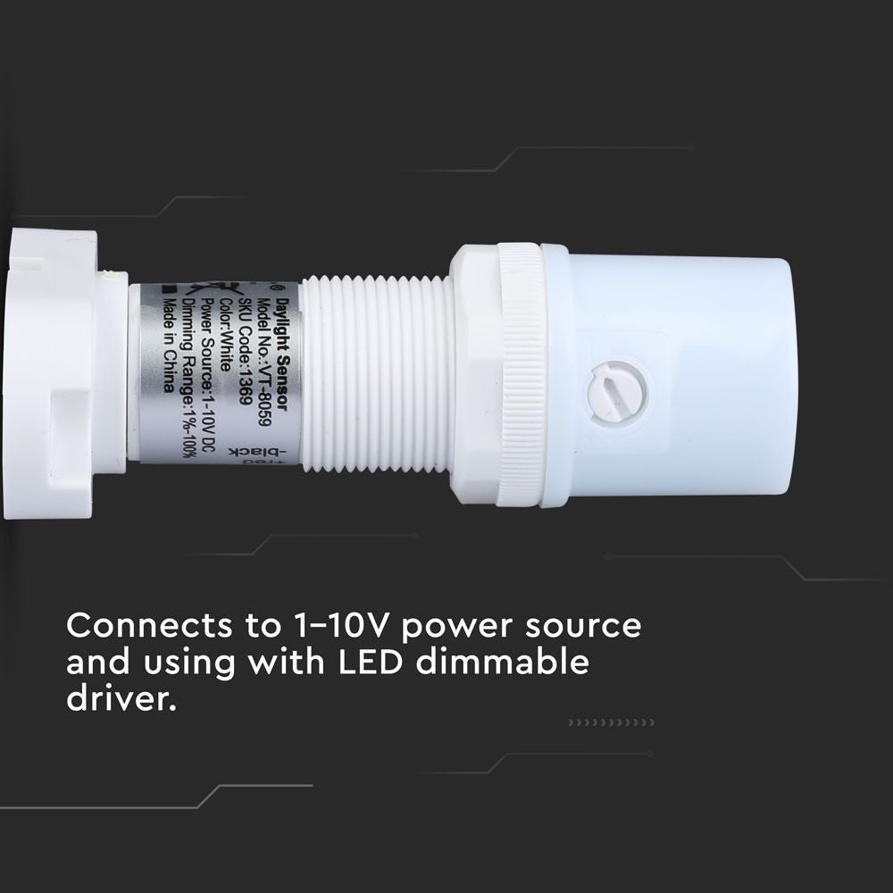 V-Tac dagslyssensor - LED venlig, hvid, 1-10V, IP20, input: 230V