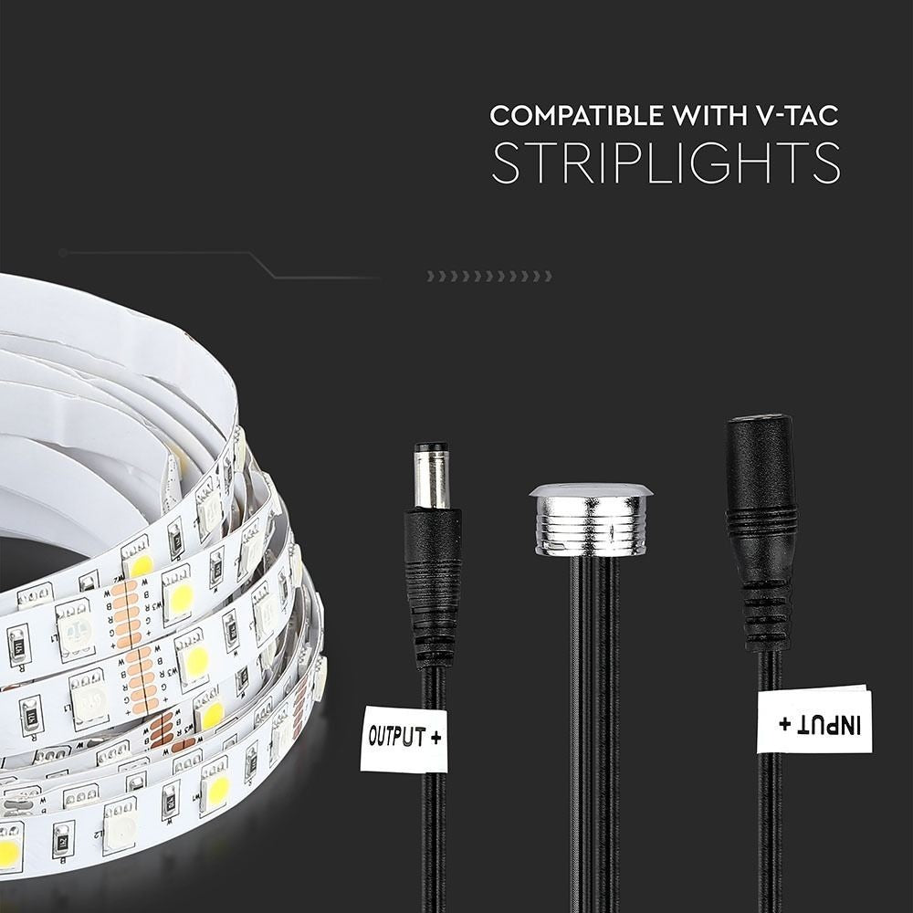 V-Tac LED touch afbryder og dæmper - Sort, 12V (60W), 1,5 meter, DC stik