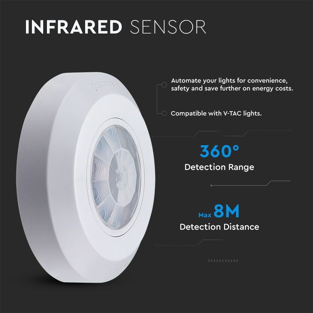 V-Tac loftsensor - LED-venlig, hvid, infrarød, IP20 til indendørs brug