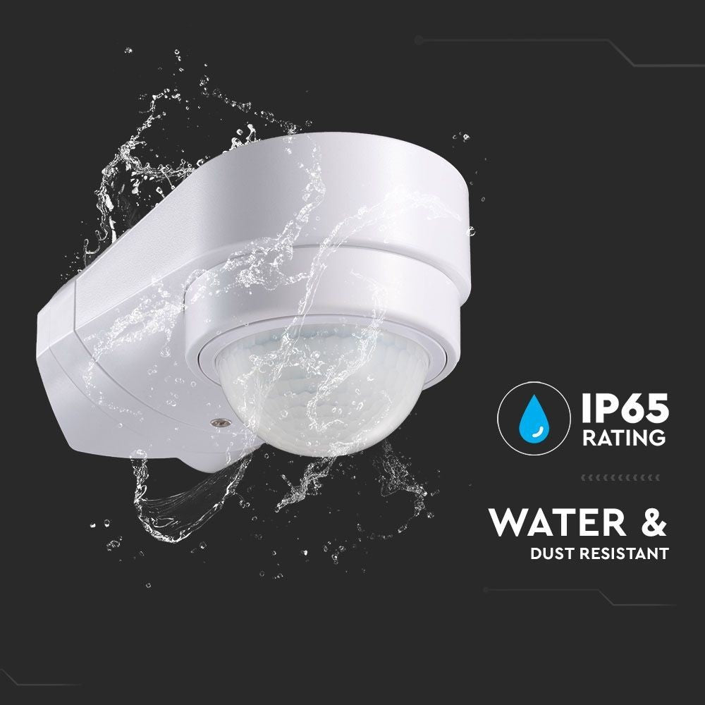 V-Tac bevægelsessensor - LED-venlig, hvid, justerbar vinkel, PIR infrarød, IP65 udendørs - 230V IP65