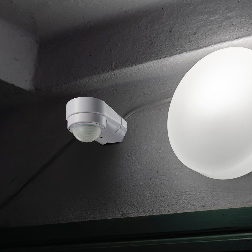 V-Tac bevægelsessensor - LED-venlig, hvid, justerbar vinkel, PIR infrarød, IP65 udendørs - 230V IP65