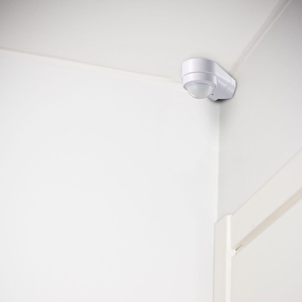 V-Tac bevægelsessensor - LED-venlig, hvid, justerbar vinkel, PIR infrarød, IP65 udendørs - 230V IP65