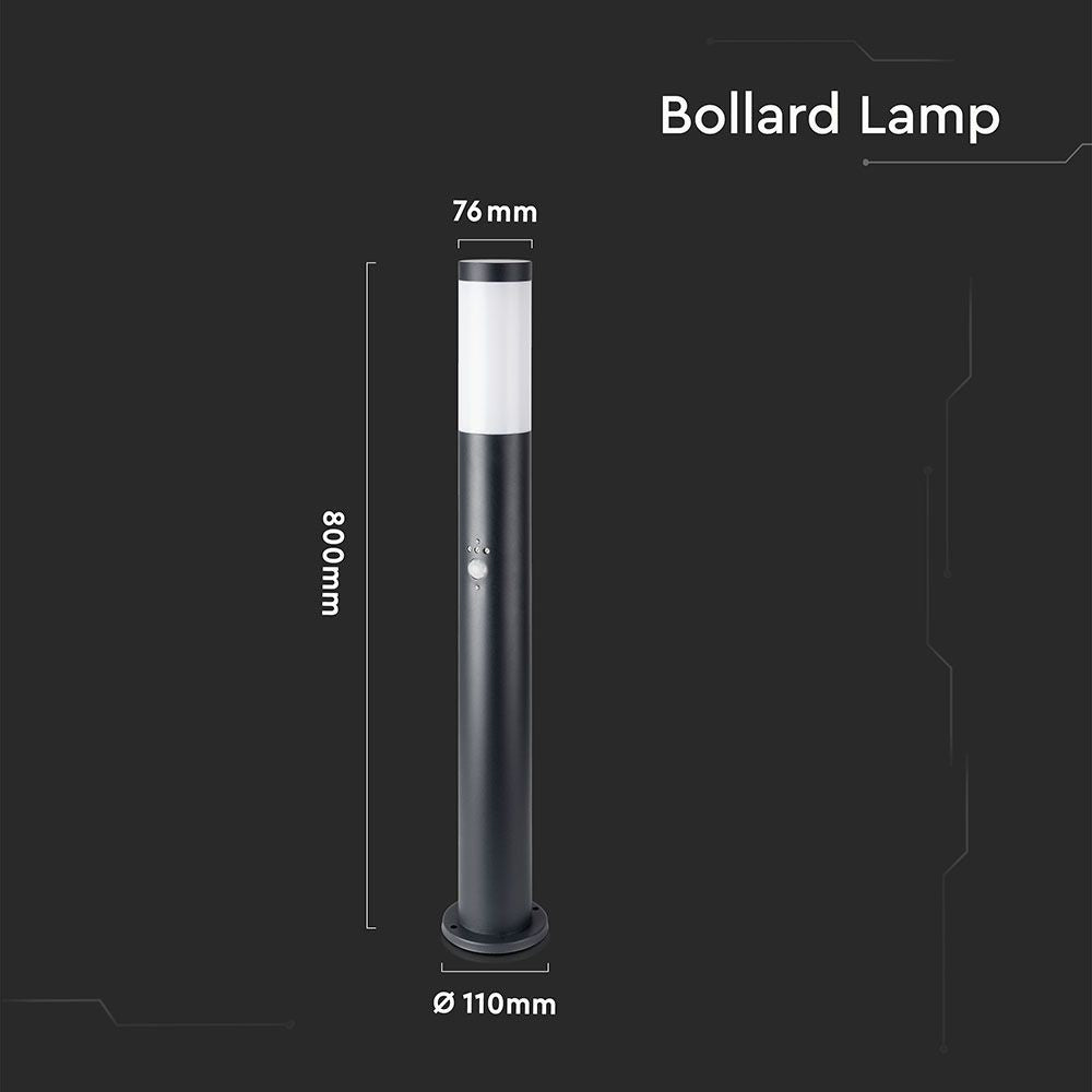 V-Tac udendørs havelampe - 80 cm, IP44, PIR sensor, E27 fatning, uden lyskilde
