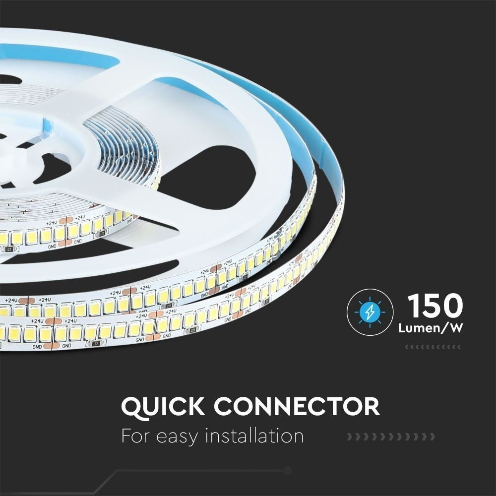 V-Tac 17W/m LED-strips - 5m, 150lm/W, IP20, 24V, 238 LED pr. meter, RA80