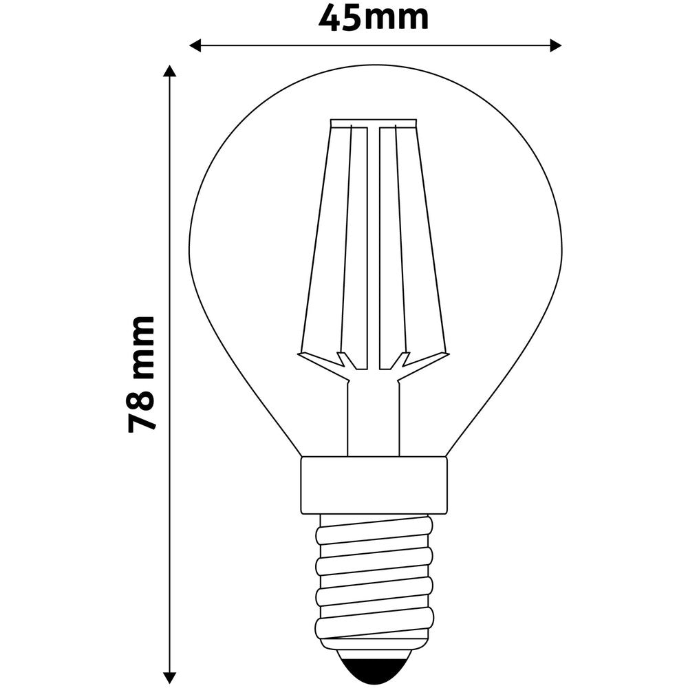 2W LED pære - G45, E14, 230V erstatning for 20W - 250lm, RA80