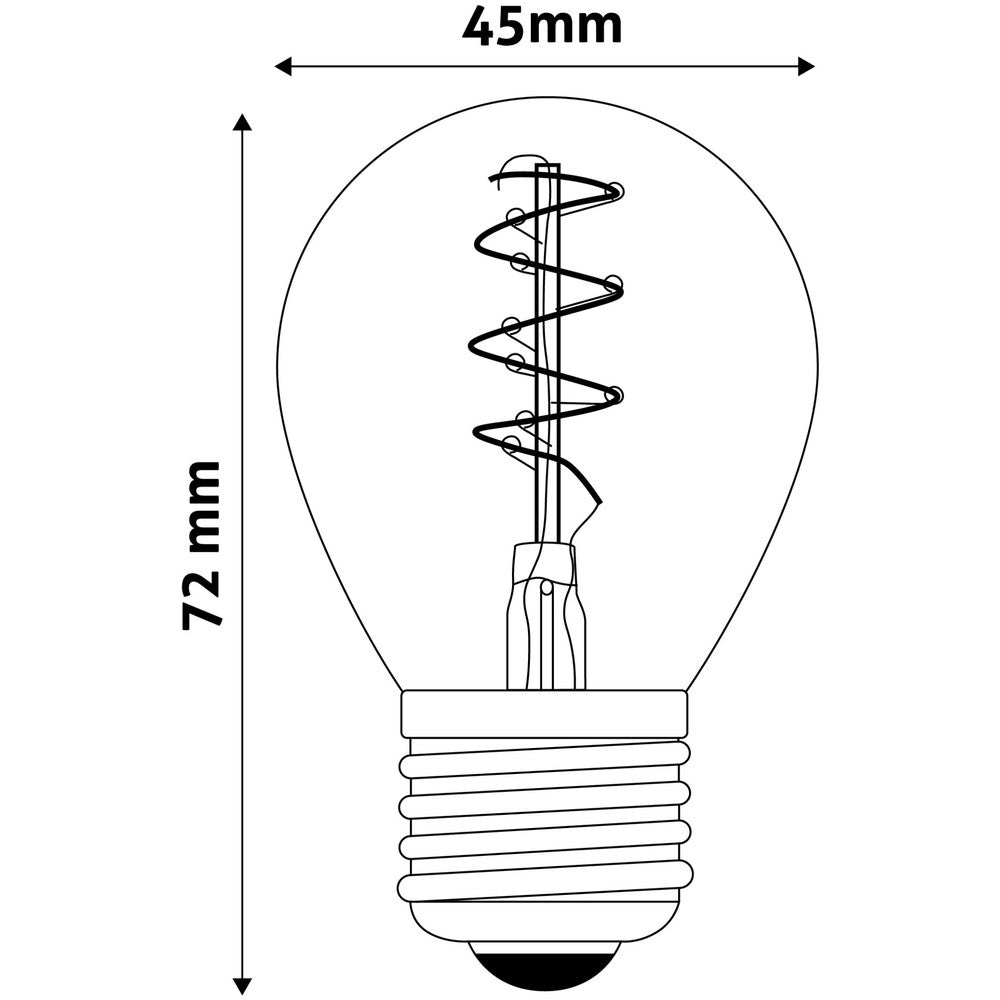 3W LED pære - Kultråd, røget glas, G45, E27, 230V, erstatning for 20W, RA80