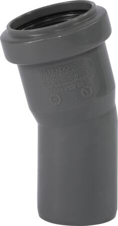 40 mm x 15° Bøjning afløb PP grå