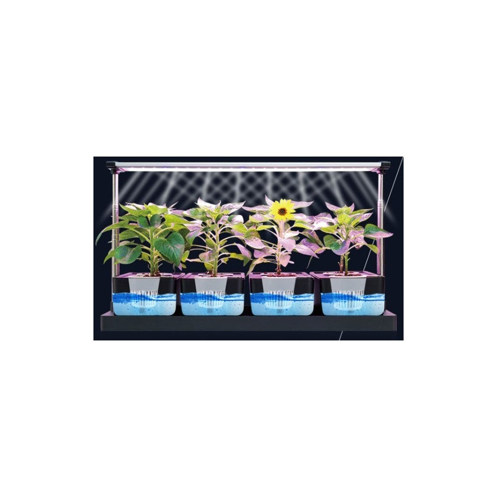 LEDlife Hydroponisk Plantebakke - Hvid, Inkl. Vækstlys, 20 Pladser, 4x2L Vandtank, 34W Effekt
