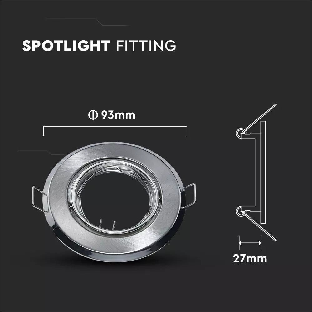 Downlight kit uden lyskilde - Hul: Ø7 cm, Mål: Ø9,3 cm, Børstet stål, Vælg MR16 eller GU10 fatning
