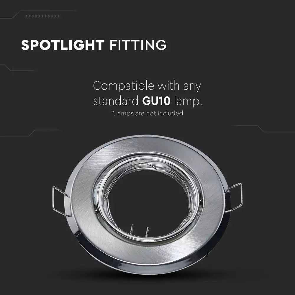 Downlight kit uden lyskilde - Hul: Ø7 cm, Mål: Ø9,3 cm, Børstet stål, Vælg MR16 eller GU10 fatning