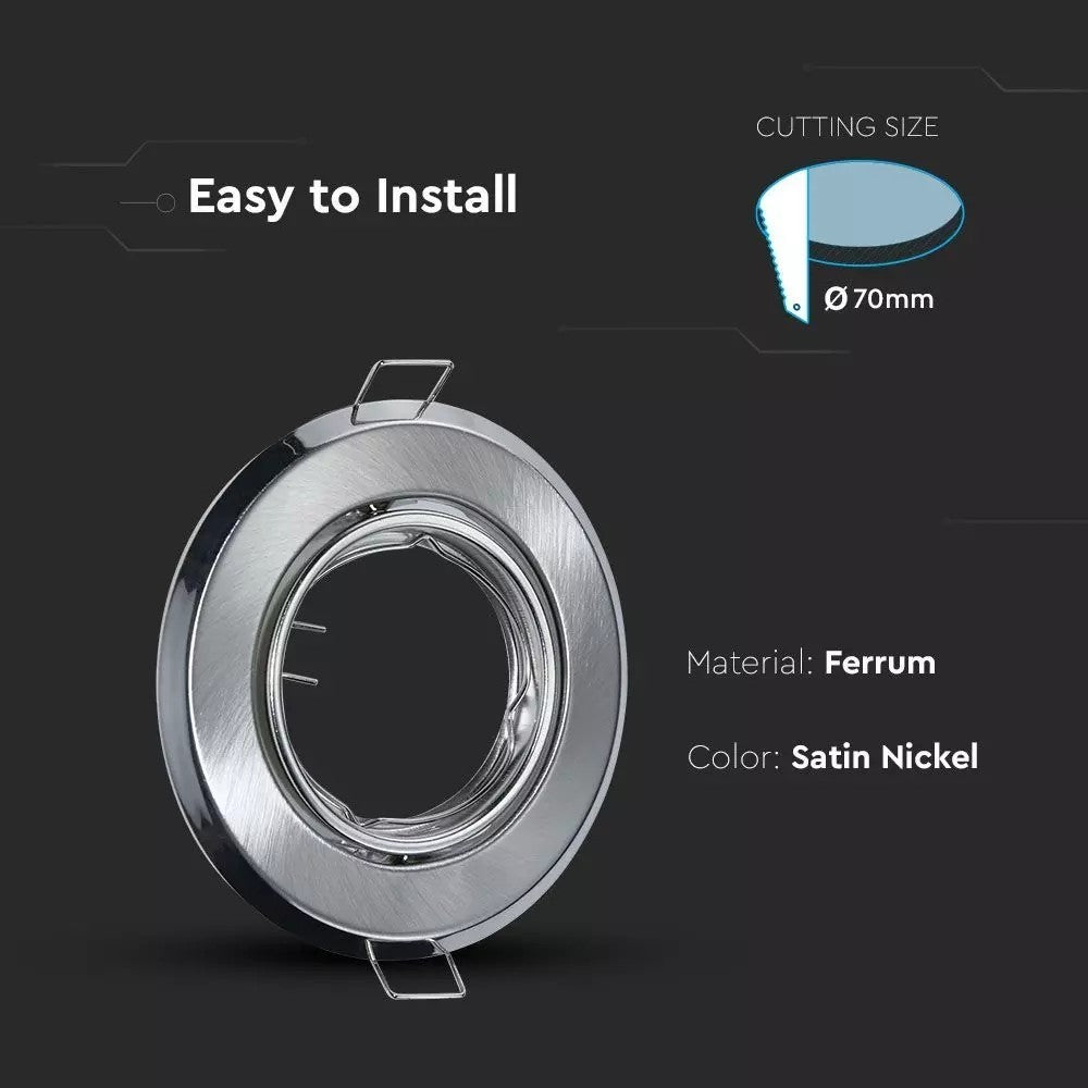 Downlight kit uden lyskilde - Hul: Ø7 cm, Mål: Ø9,3 cm, Børstet stål, Vælg MR16 eller GU10 fatning