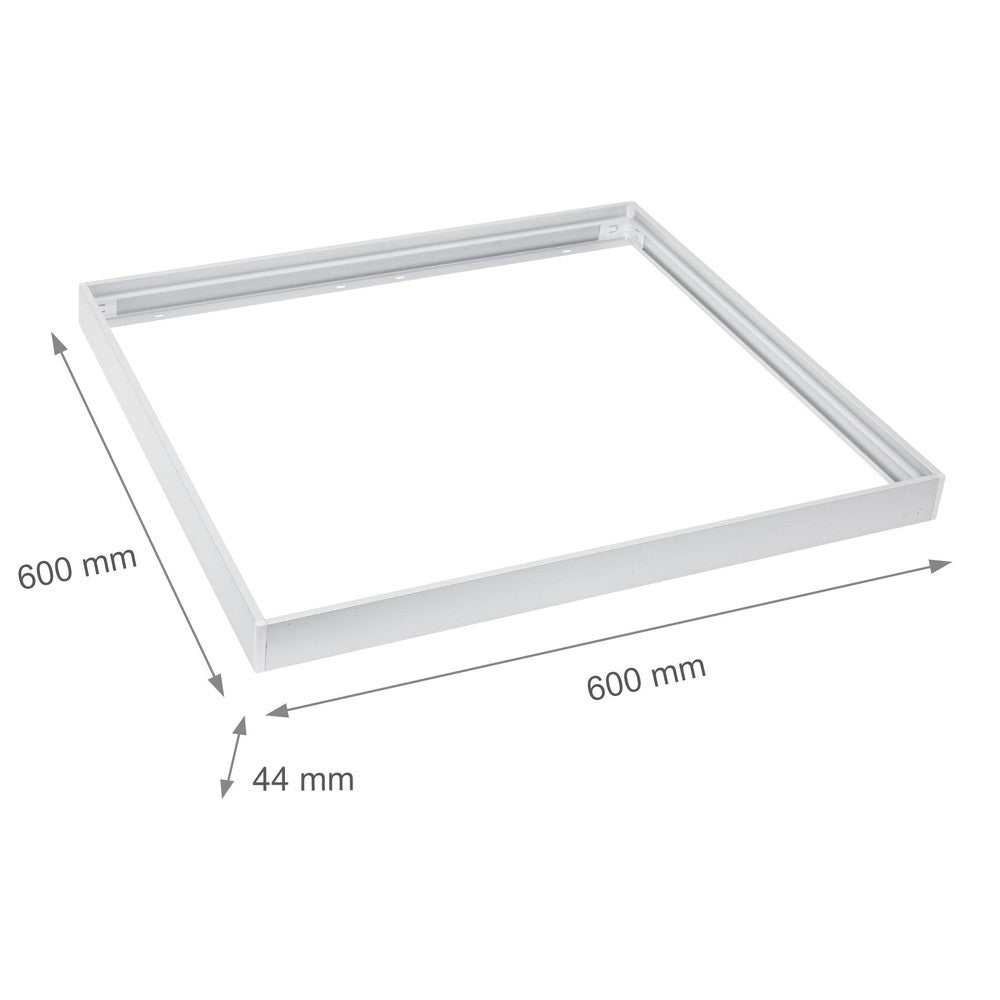 60x60 LED panelramme med hurtig samling, plastikhjørner, skruefri montering og hvid kant