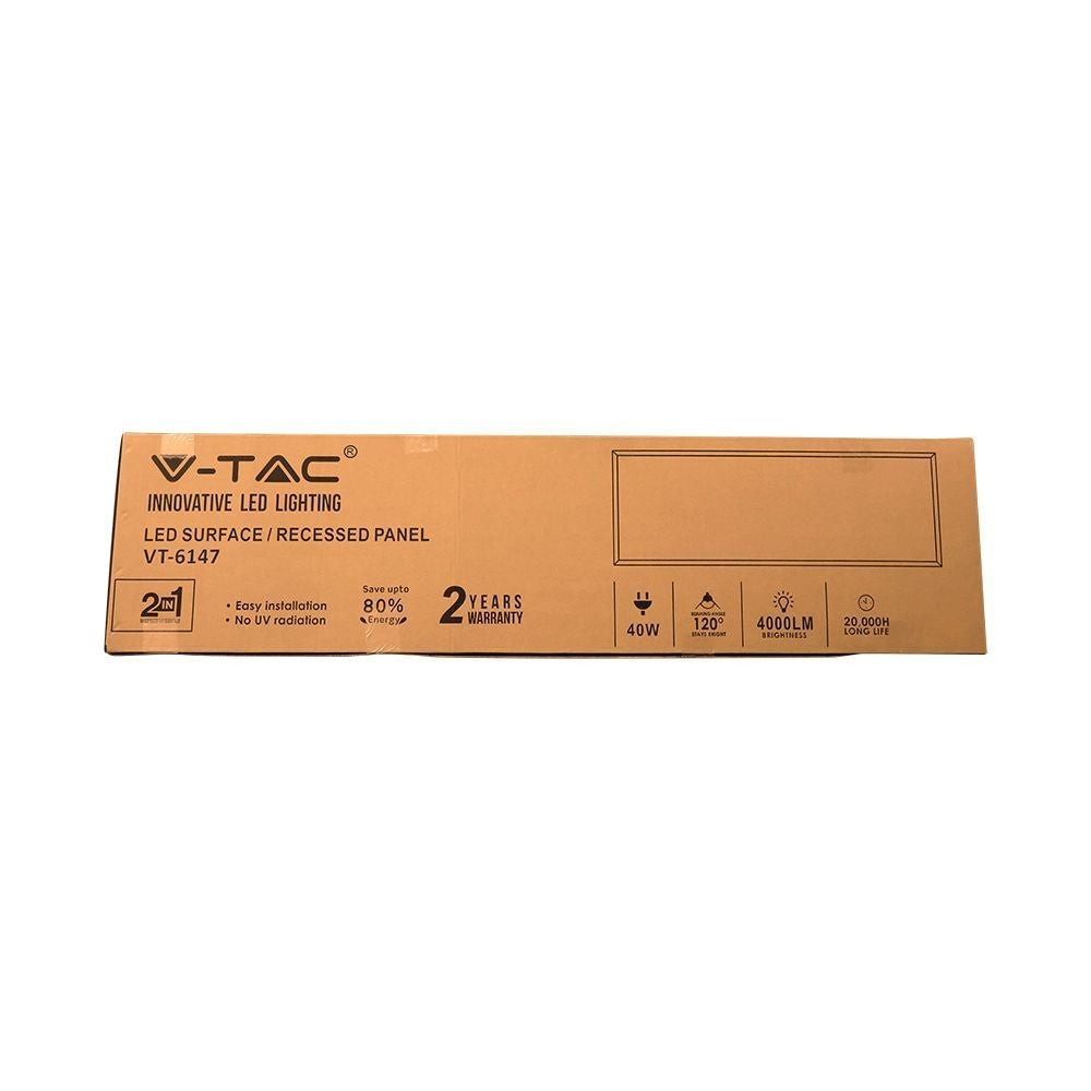 V-Tac 120x30 LED panel - 40W, 4000lm, hvid ramme, højt lysudbytte, energibesparende