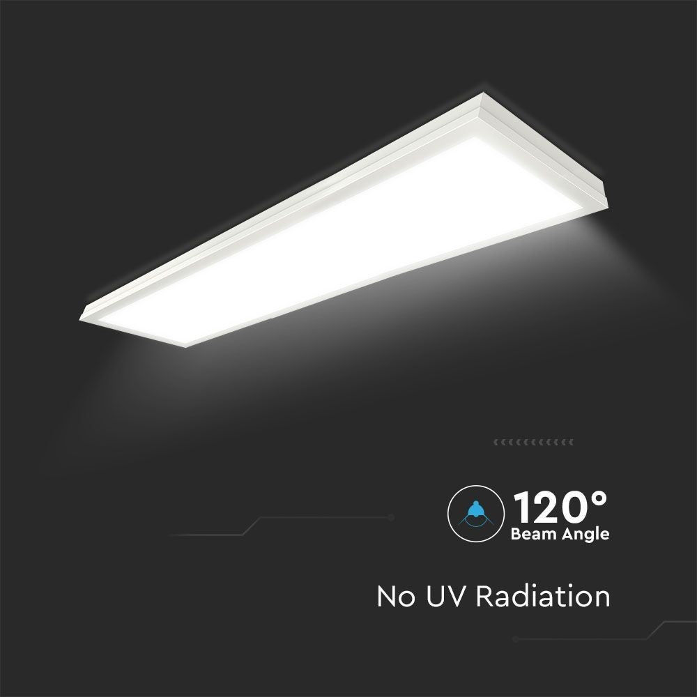 V-Tac 120x30 LED panel - 40W, 4000lm, hvid ramme, højt lysudbytte, energibesparende