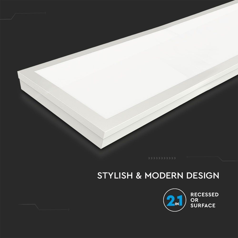 V-Tac 120x30 LED panel - 40W, 4000lm, hvid ramme, højt lysudbytte, energibesparende