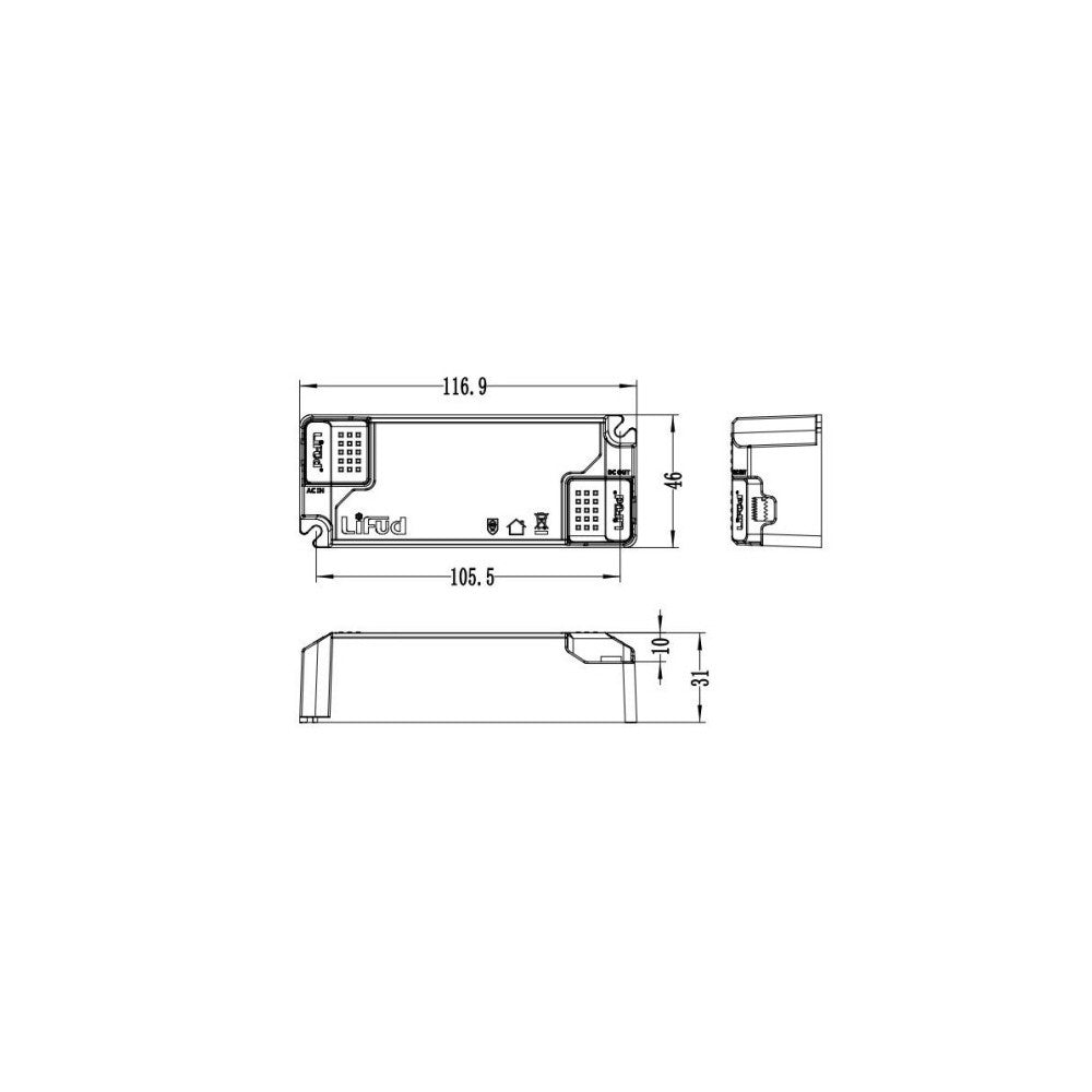 Lifud 30W Dæmpbar LED Driver - Triac Fasedæmpning, 550mA-700mA, 25-40V, Flicker Free, 230V Input