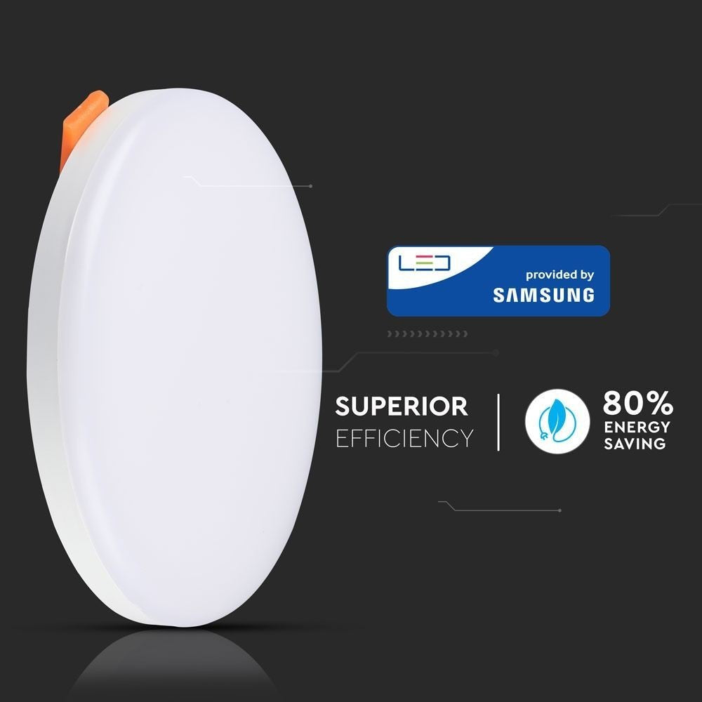 V-Tac 12W LED indbygningspanel - Samsung LED chip, Ø7,5 cm hul, Ø12 cm mål, 230V, 5 års garanti