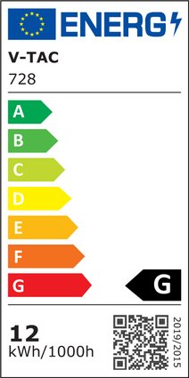 V-Tac 12W LED indbygningspanel - Samsung LED chip, Ø7,5 cm hul, Ø12 cm mål, 230V, 5 års garanti