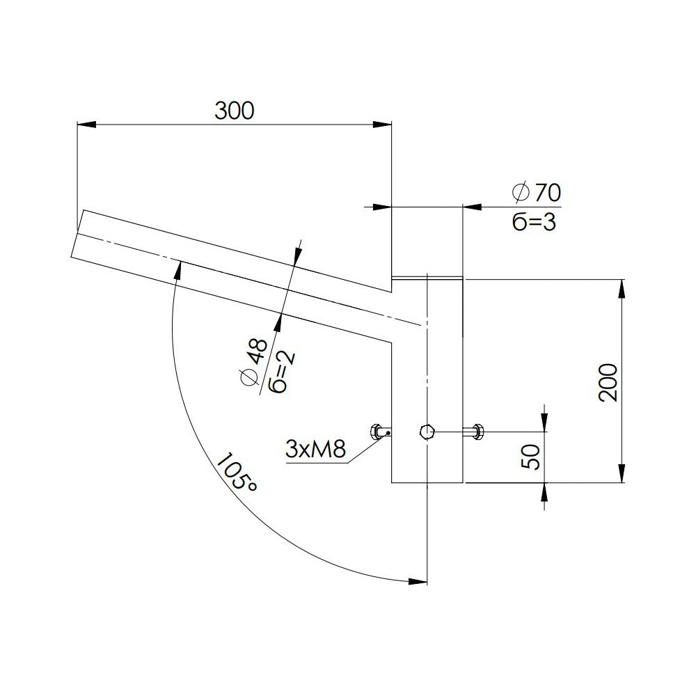 Beslag til gadelampe - Ø48mm / Ø70mm, grå pulverlakeret