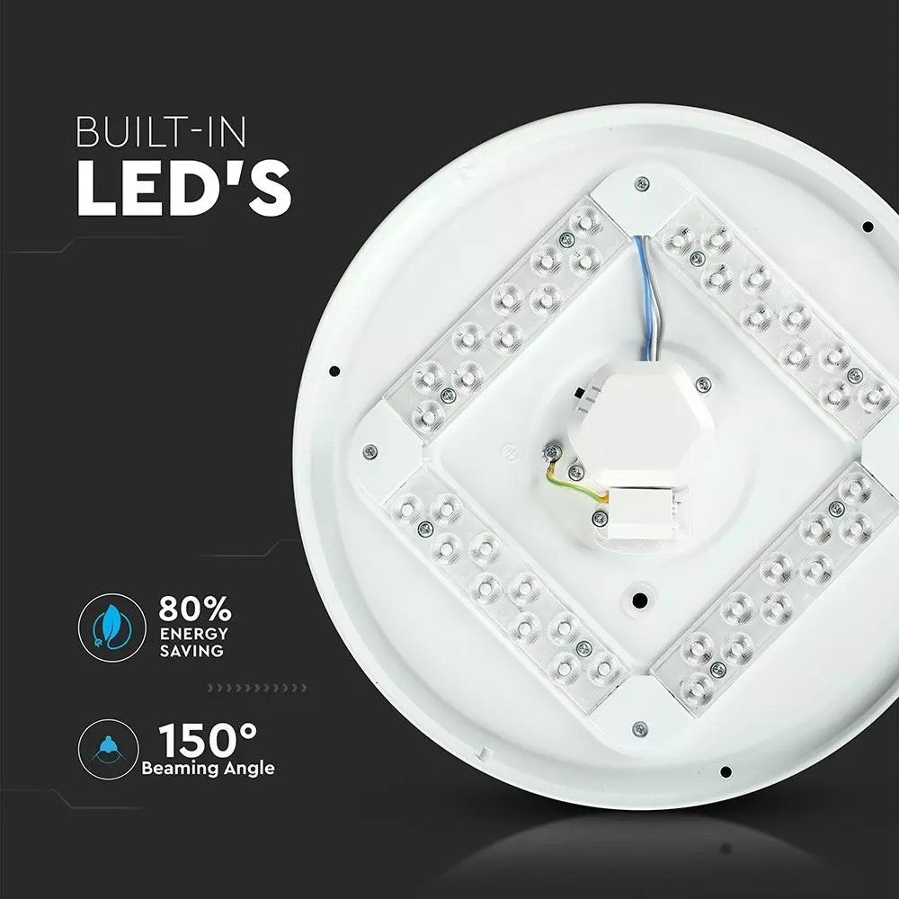 V-Tac rund 24W LED loftslampe - 3i1 valgfri lysfarve, Ø35cm, 230V, inkl. lyskilde og 2600lm