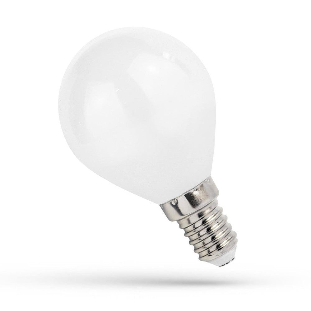 1W LED kronepære - G45, kultråd, matteret glas, E14, 230V, 90lm, RA80