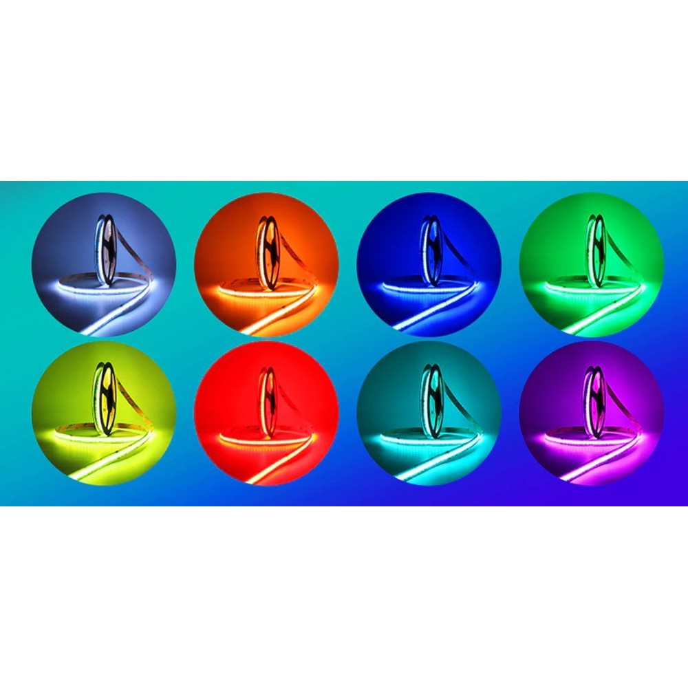 24W/m RGB+WW COB-LED-strips - 5m, IP20, 840 LED pr. meter, 24V, COB-LED (RA90, 1700lm/m)