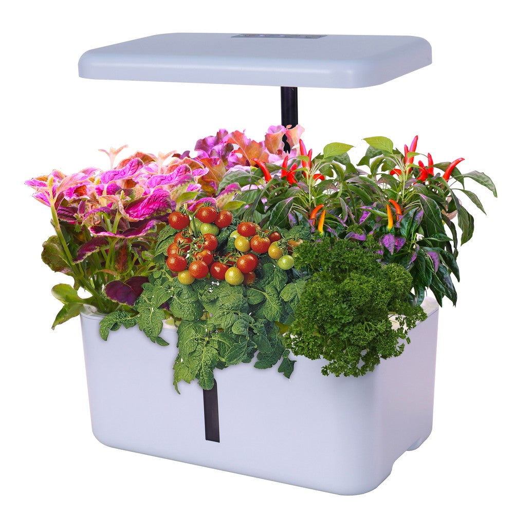 LEDlife hydroponisk køkkenhave - Hvid, inkl. vækstlys, 8 pladser, timer, 2,8L vandtank, 18W effekt