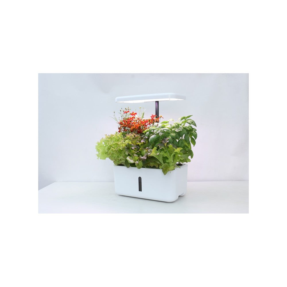 LEDlife hydroponisk køkkenhave - Hvid, inkl. vækstlys, 8 pladser, timer, 2,8L vandtank, 18W effekt