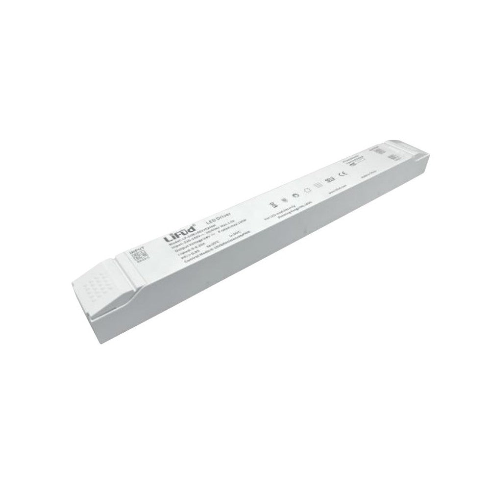 Lifud 75W DALI-dæmpbar strømforsyning - 24V DC, 3.125A, DALI-interface + push dim, flickerfri, IP20