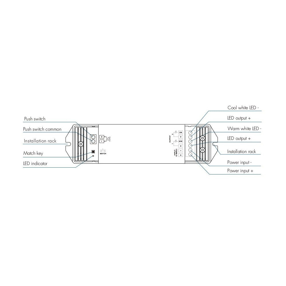 LEDlife rWave CCT controller - Tryk-dæmpning, 12V (96W), 24V (192W), aflastning i begge ender Input: 12V-24V
