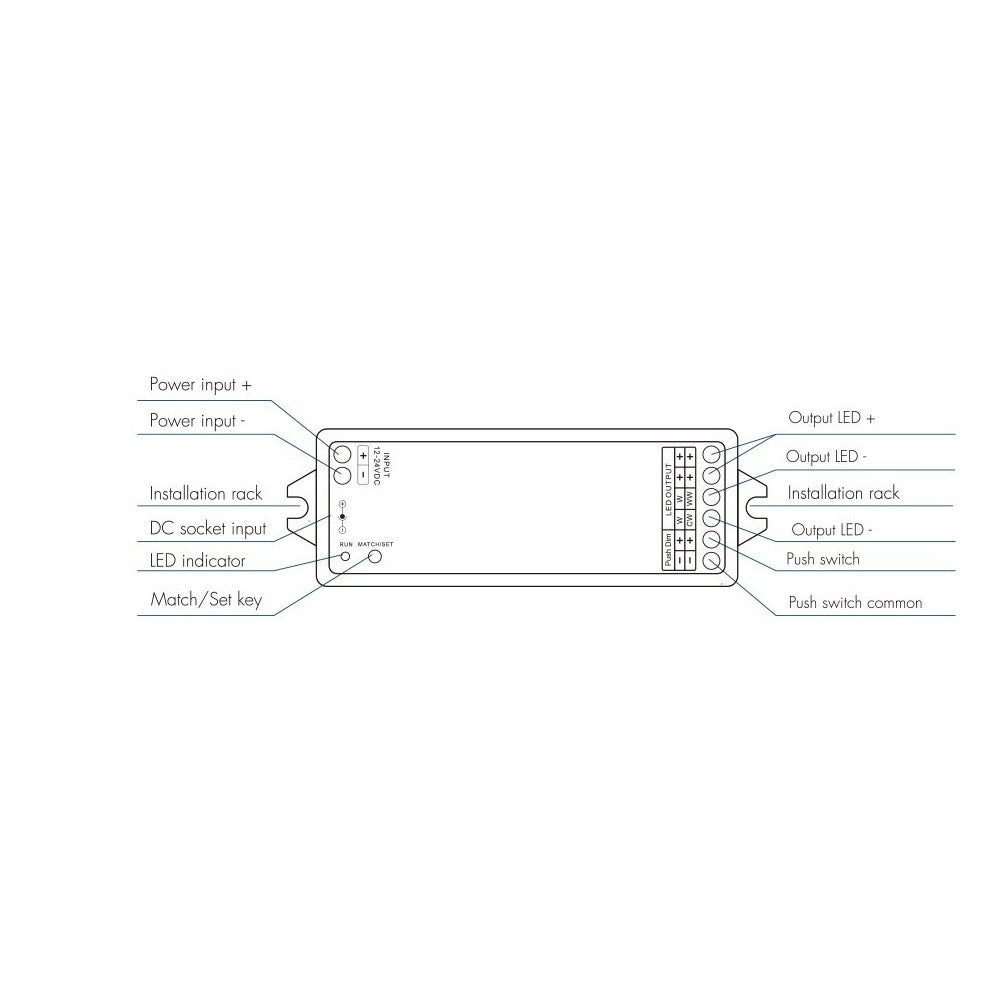 LEDlife rWave dæmper/CCT controller - Tuya Smart/Smart Life, Tryk for dæmpning, 12V (60W), 24V (120W)