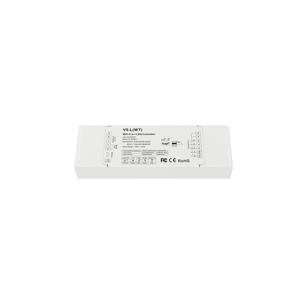 LEDlife rWave universel 5-i-1 strip controller - Tuya Smart/Smart Life, RGB/W, CCT, enkelt farve (12V-24V)