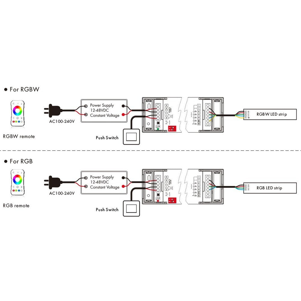 LEDlife rWave universel 5-i-1 strip controller - Tuya Smart/Smart Life, RGB/W, CCT, enkelt farve (12V-24V)