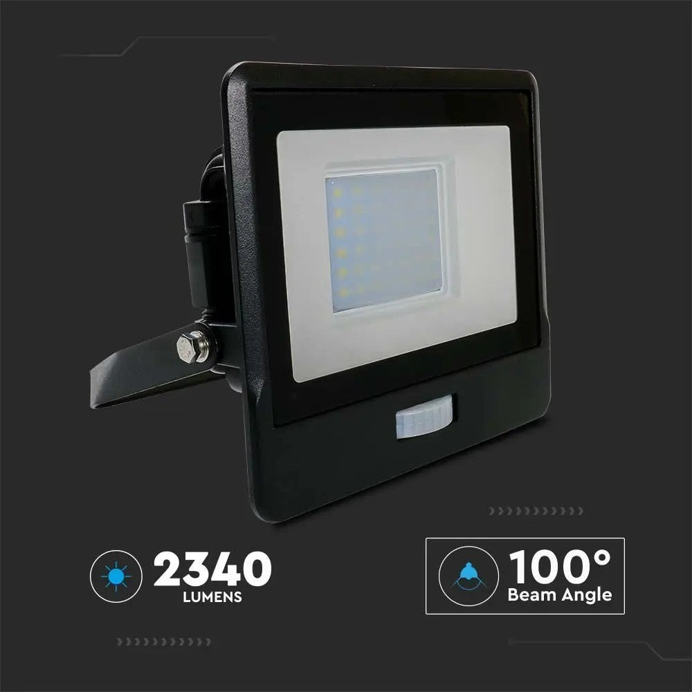 V-Tac 30W LED projektør med sensor og Samsung LED chip - 5 års garanti, IP65