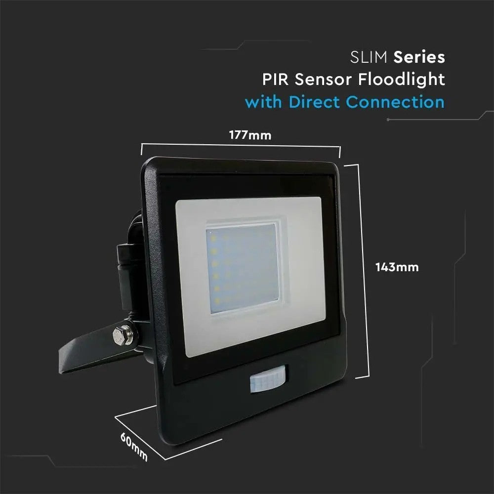V-Tac 30W LED projektør med sensor og Samsung LED chip - 5 års garanti, IP65