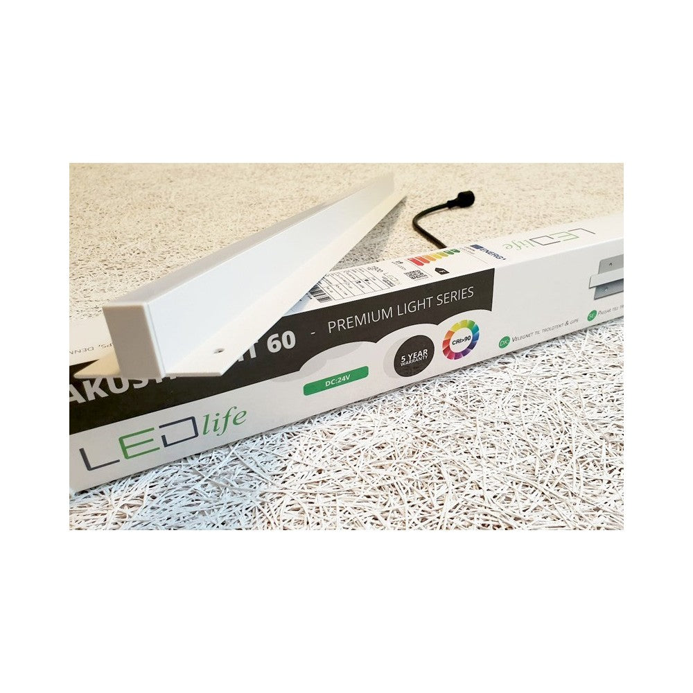 Troldtekt LED-skinne 90 cm, CCT - 27W, Akustilight, Planforsænket, 24V, 5 års producentgaranti