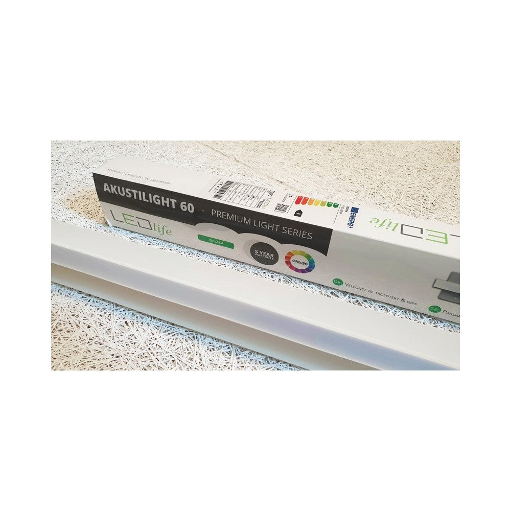 Troldtekt LED-skinne 90 cm, CCT - 27W, Akustilight, Planforsænket, 24V, 5 års producentgaranti