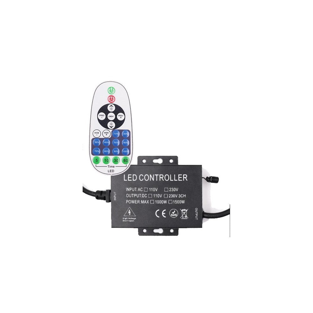 RF trådløs timer+dæmper med fjernbetjening til 230V D16 Neonflex inkl. endeprop, memory funktion (200m)