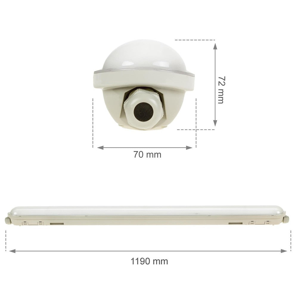 Spektrum Gigant 38W LED armatur - 120cm, 150lm/W, IP65 vandtæt, gennemfortrådet, 230V - 5 års garanti