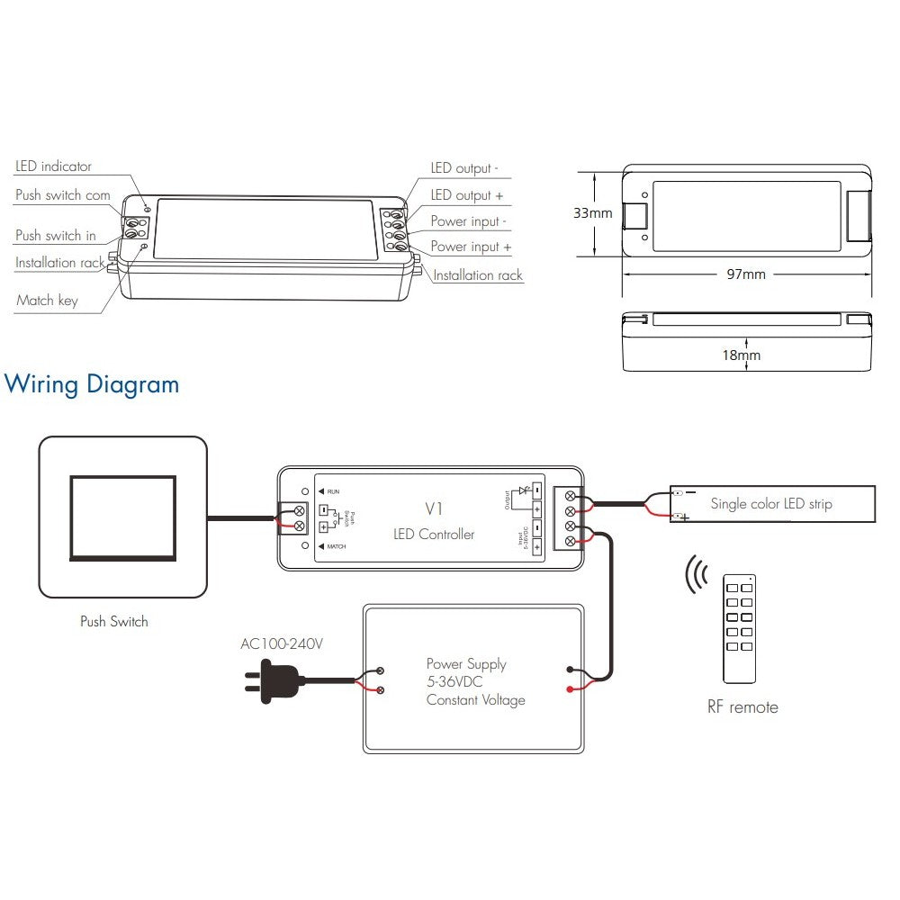 LEDlife rWave dæmper med fjernbetjening - 12V (96W), 24V (192W)