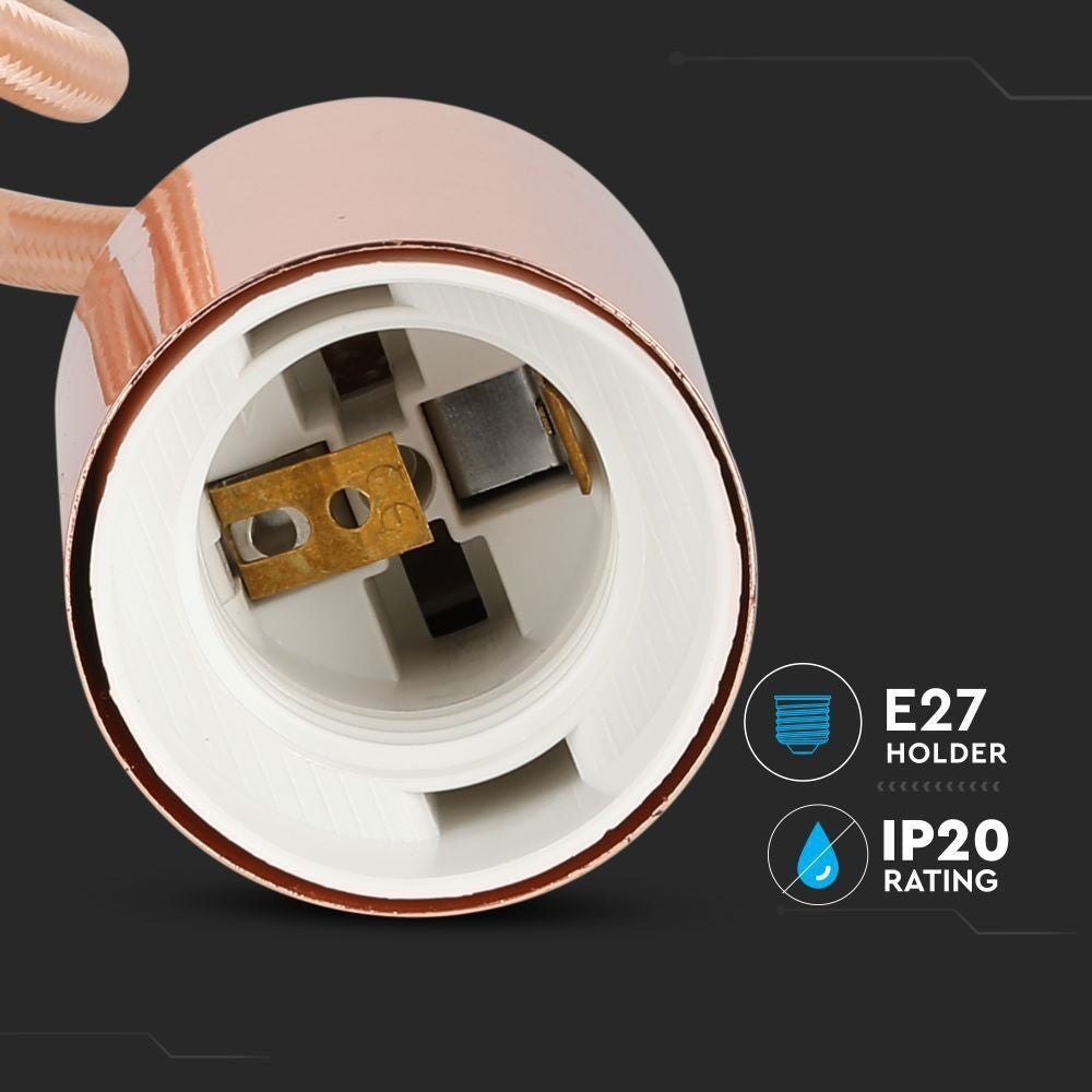 V-Tac lampefatning - Rose guld, E27 (Maks. 60W)