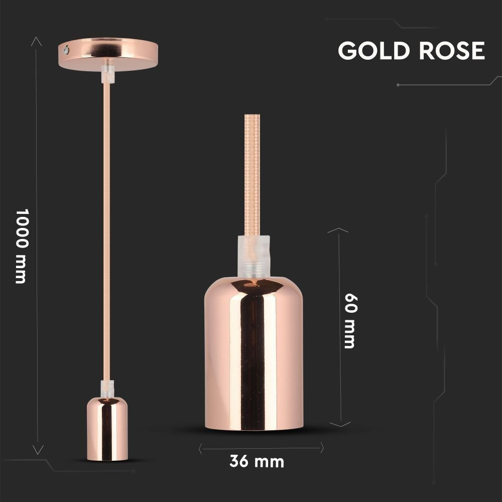 V-Tac lampefatning - Rose guld, E27 (Maks. 60W)