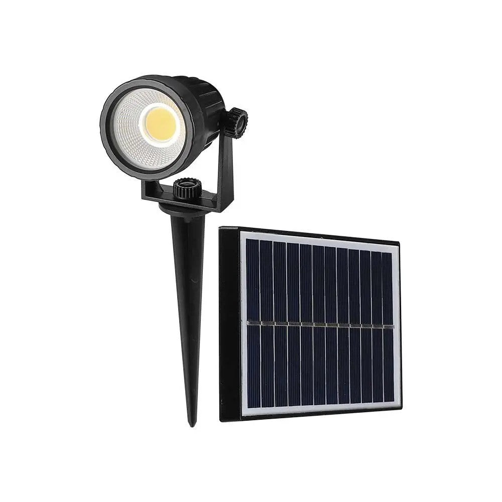 Sort V-Tac solcelle havelampe med spyd - COB LED, 40lm, RA80, IP65