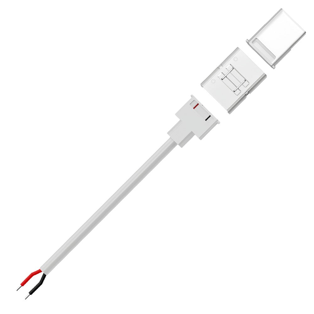 Vandtæt startstik til LED strip - 10mm, enkeltfarvet, IP68, 5V-24V