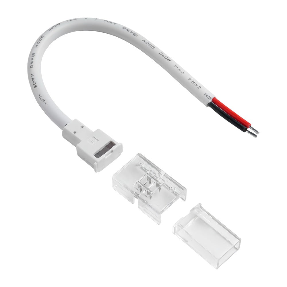 Vandtæt startstik til LED strip - 10mm, enkeltfarvet, IP68, 5V-24V