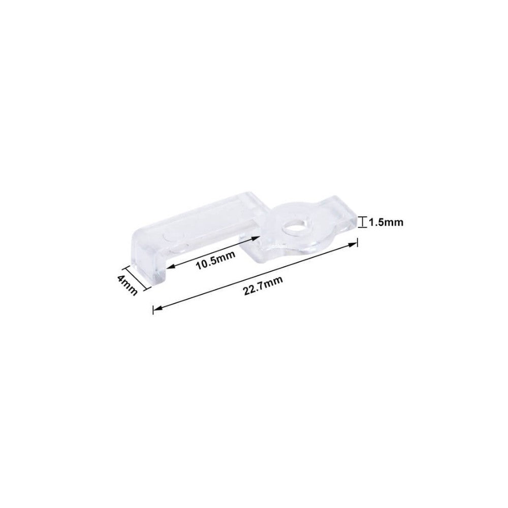 20 stk. klare monteringsklips til LED strip - 8mm, kompatible med IP65 strips