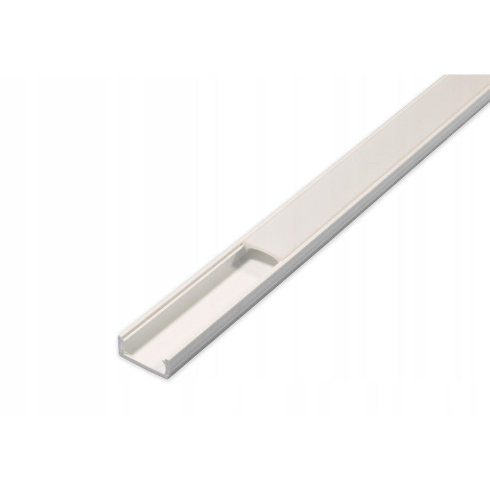 PVC profil til LED strip - 1m, hvid m. mælkehvidt cover